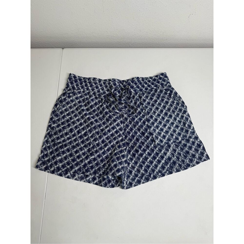 a.n.a. Women’s Elastic Waist Drawstring 2 Pockets Satin Shorts Size M Blue White